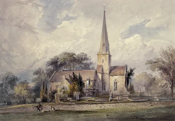 View from the Southeast of a Church and a Churchyard